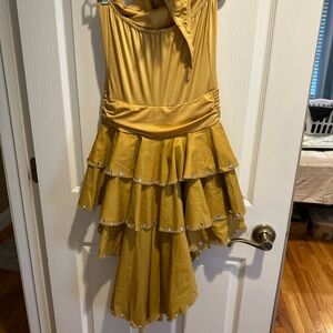 Kelle Gold Satin dance costume